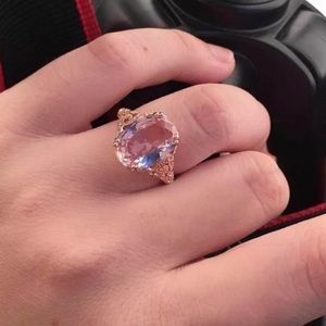 💎Rose gold plated pink sapphire womens ring